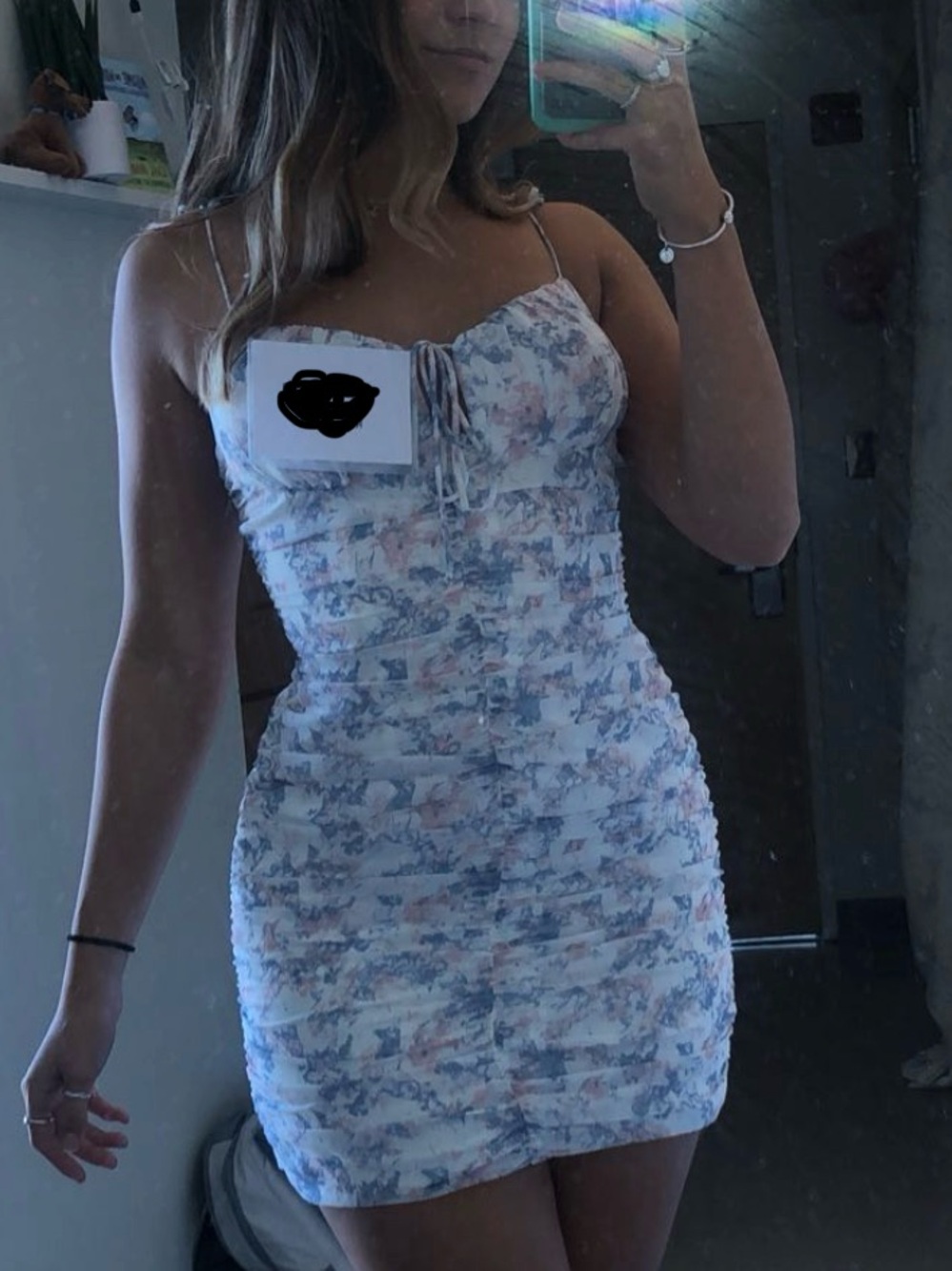 Cotton Candy Marble-Print Slip Dress in Blush Pink & Powder Blue